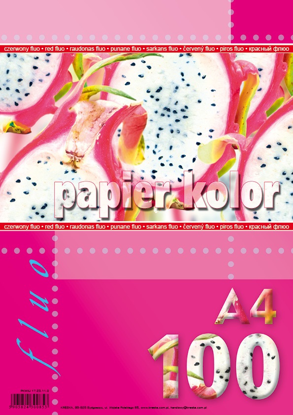 Papier ksero A4 80g 100ark. czerwony fluo Kreska